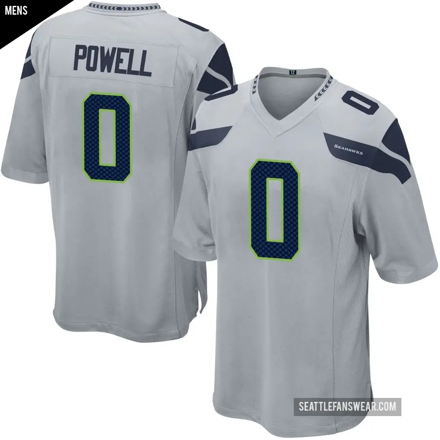 Men's Seattle Seahawks ＃0 Cornell Powell Gray Game Alternate Jersey