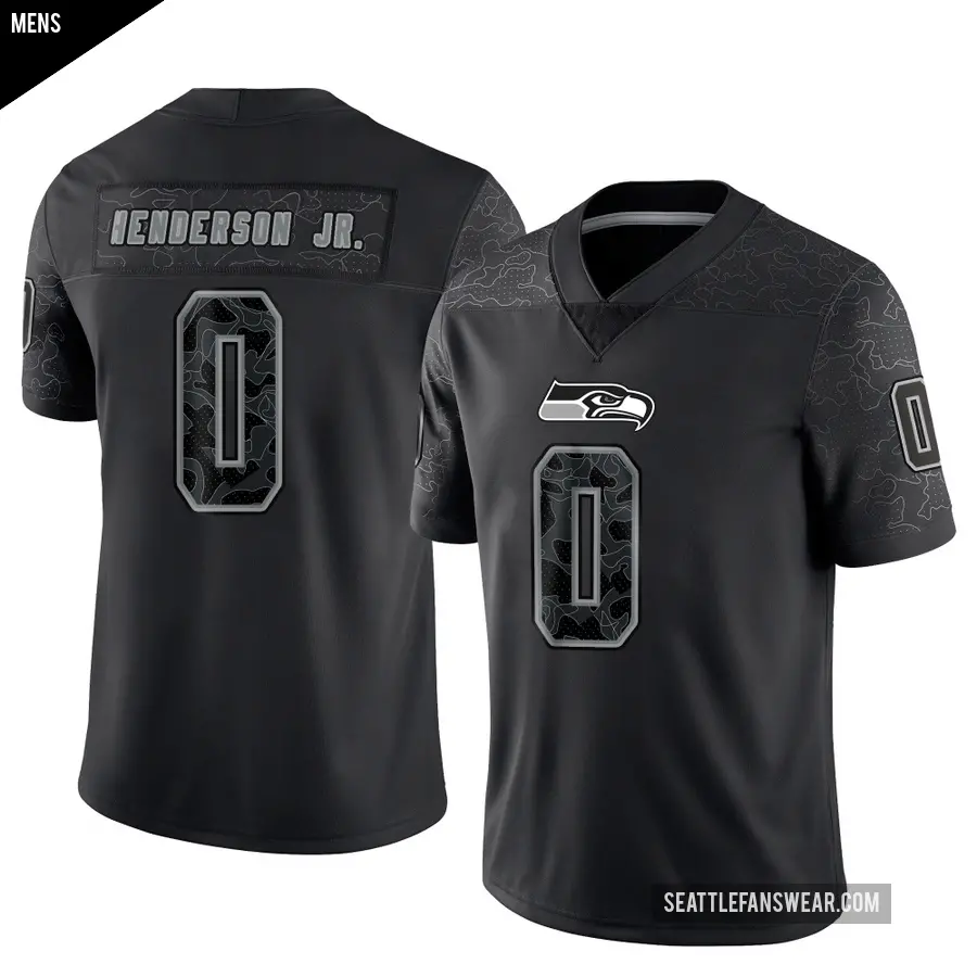 Men's Seattle Seahawks ＃0 Emmanuel Henderson Jr. Black Limited Reflective Jersey