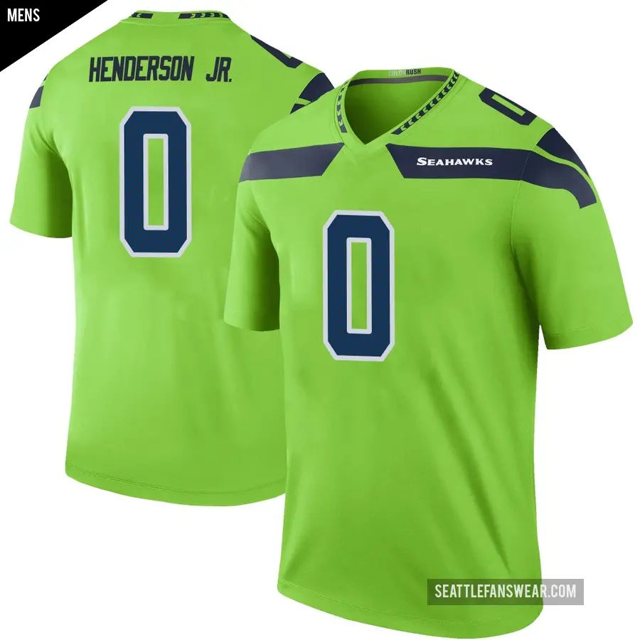 Men's Seattle Seahawks ＃0 Emmanuel Henderson Jr. Green Legend Color Rush Neon Jersey
