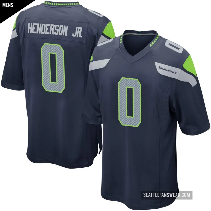 Men's Seattle Seahawks ＃0 Emmanuel Henderson Jr. Navy Game Team Color Jersey