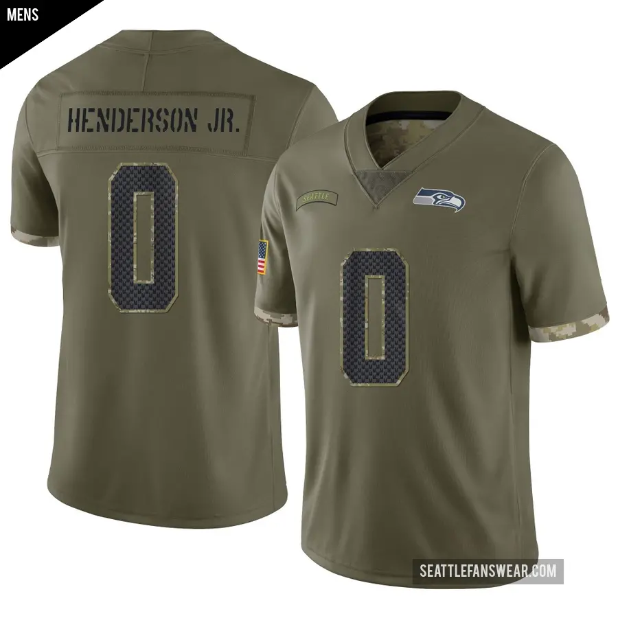 Men's Seattle Seahawks ＃0 Emmanuel Henderson Jr. Olive Limited 2022 Salute To Service Jersey