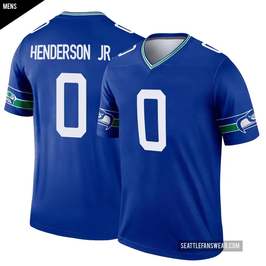 Men's Seattle Seahawks ＃0 Emmanuel Henderson Jr. Royal Legend Throwback Jersey