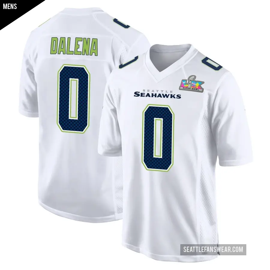 Men's Seattle Seahawks ＃0 Mac Dalena White Game Tundra Fashion Super Bowl LX Patch Jersey