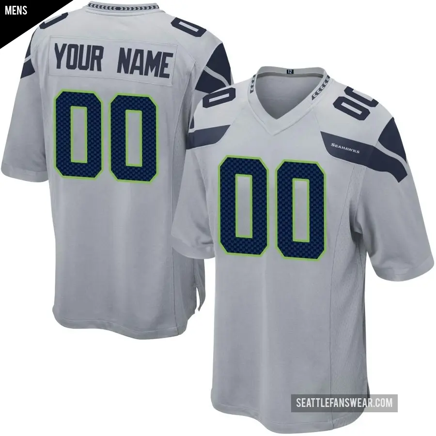 Men's Seattle Seahawks ＃00 Custom Gray Game Alternate Jersey