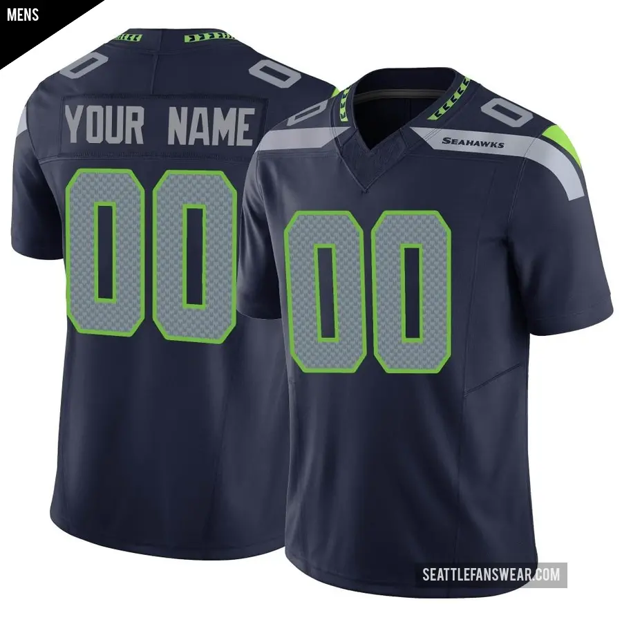 Men's Seattle Seahawks ＃00 Custom Navy Limited Vapor F.U.S.E. Jersey