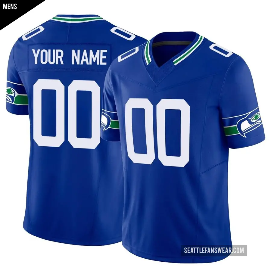 Men's Seattle Seahawks ＃00 Custom Royal Limited Throwback Vapor F.U.S.E. Jersey
