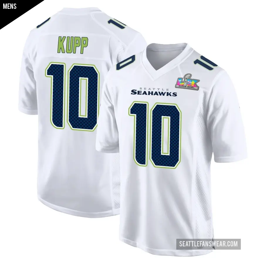Men's Seattle Seahawks ＃10 Cooper Kupp White Game Tundra Fashion Super Bowl LX Patch Jersey