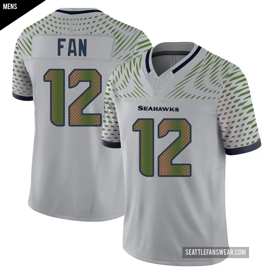 Men's Seattle Seahawks ＃12 12th Fan Gray Limited Wolf 2025 Rivalries Collection Jersey