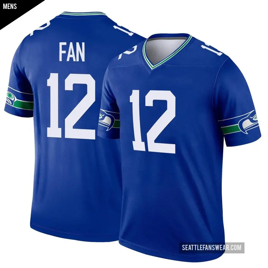 Men's Seattle Seahawks ＃12 12th Fan Royal Legend Throwback Jersey