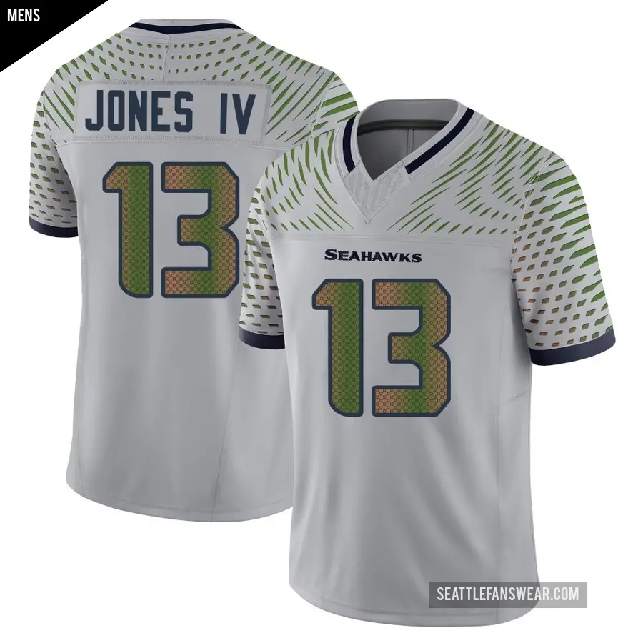 Men's Seattle Seahawks ＃13 Ernest Jones IV Gray Limited Wolf 2025 Rivalries Collection Jersey