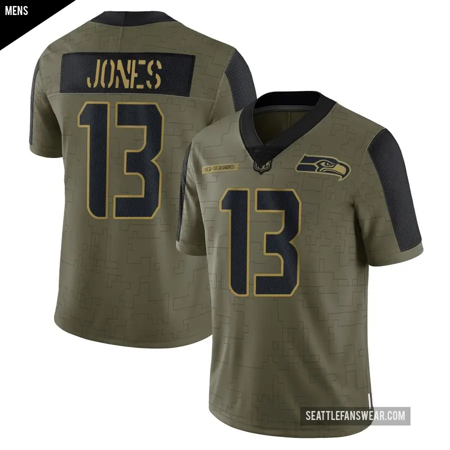 Men's Seattle Seahawks ＃13 Ernest Jones IV Olive Limited 2021 Salute To Service Jersey