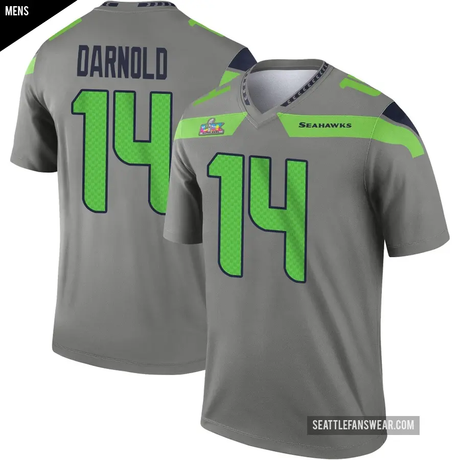 Men's Seattle Seahawks ＃14 Sam Darnold Legend Steel Inverted Super Bowl LX Patch Jersey