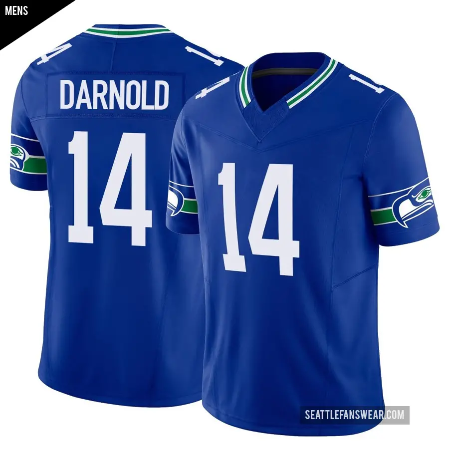 Men's Seattle Seahawks ＃14 Sam Darnold Royal Limited Throwback Vapor F.U.S.E. Jersey