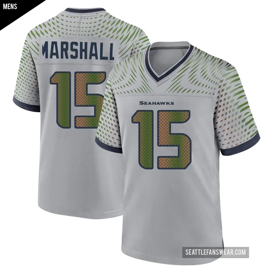 Men's Seattle Seahawks ＃15 Brandon Marshall Gray Game Wolf 2025 Rivalries Collection Jersey