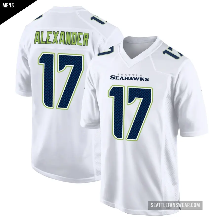 Men's Seattle Seahawks ＃17 Zy Alexander White Game Tundra Fashion Jersey