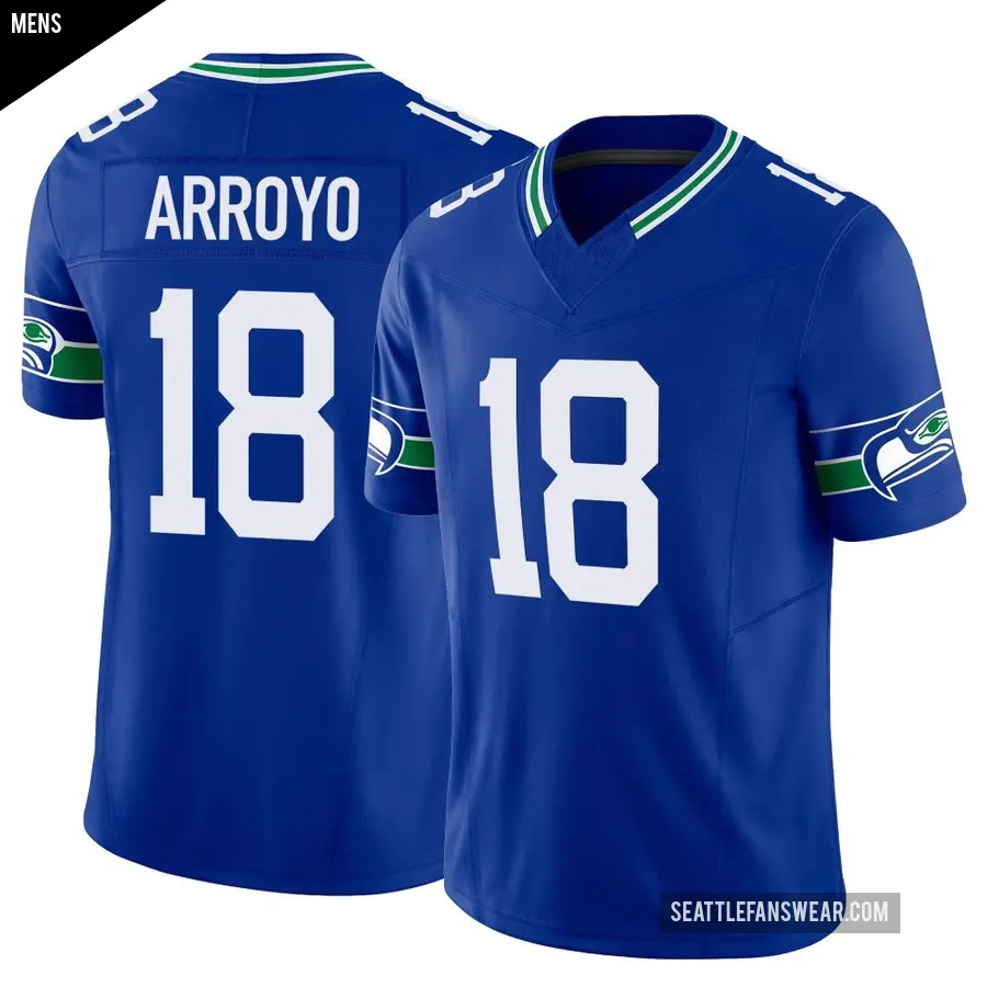 Men's Seattle Seahawks ＃18 Elijah Arroyo Royal Limited Throwback Vapor F.U.S.E. Jersey