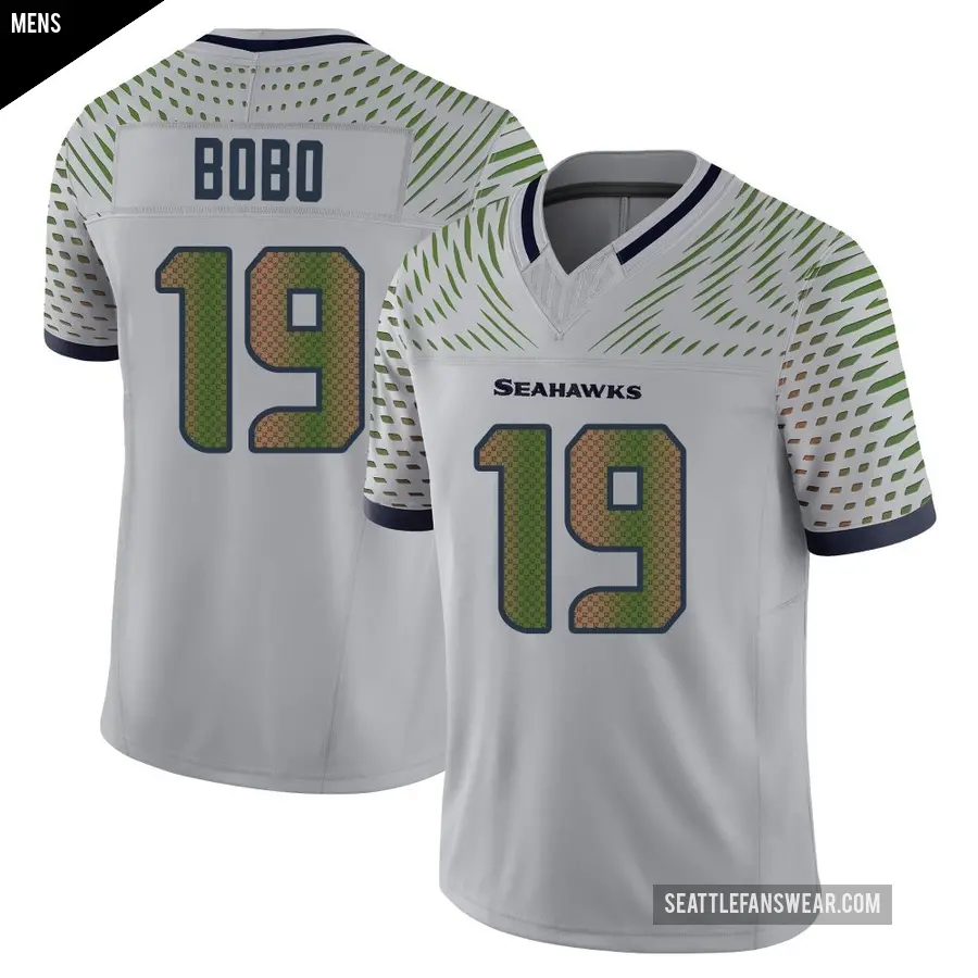 Men's Seattle Seahawks ＃19 Jake Bobo Gray Limited Wolf 2025 Rivalries Collection Jersey