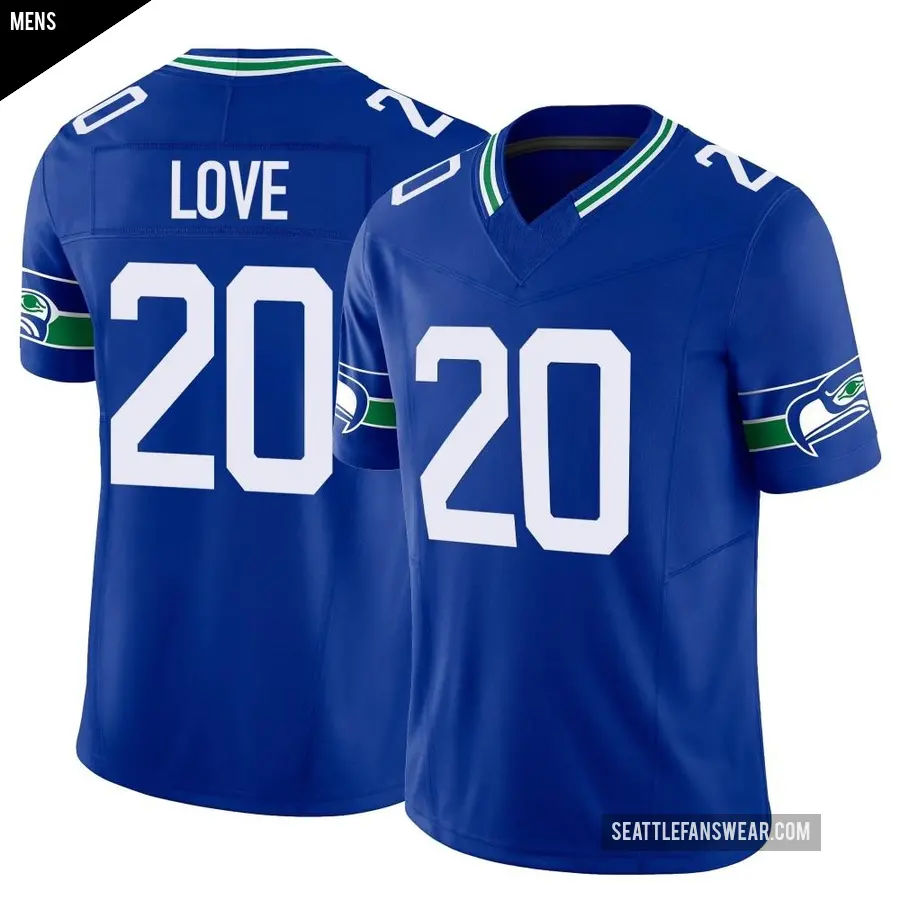Men's Seattle Seahawks ＃20 Julian Love Royal Limited Throwback Vapor F.U.S.E. Jersey