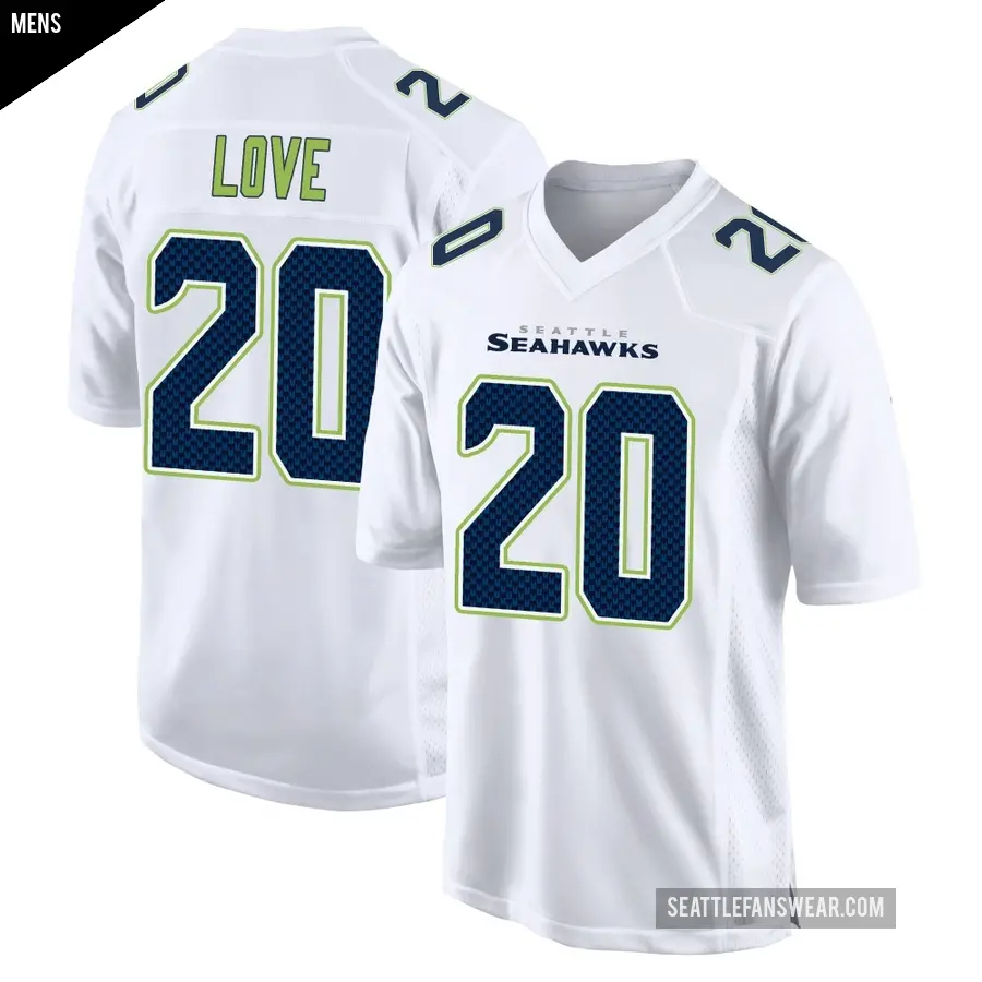 Men's Seattle Seahawks ＃20 Julian Love White Game Tundra Fashion Jersey
