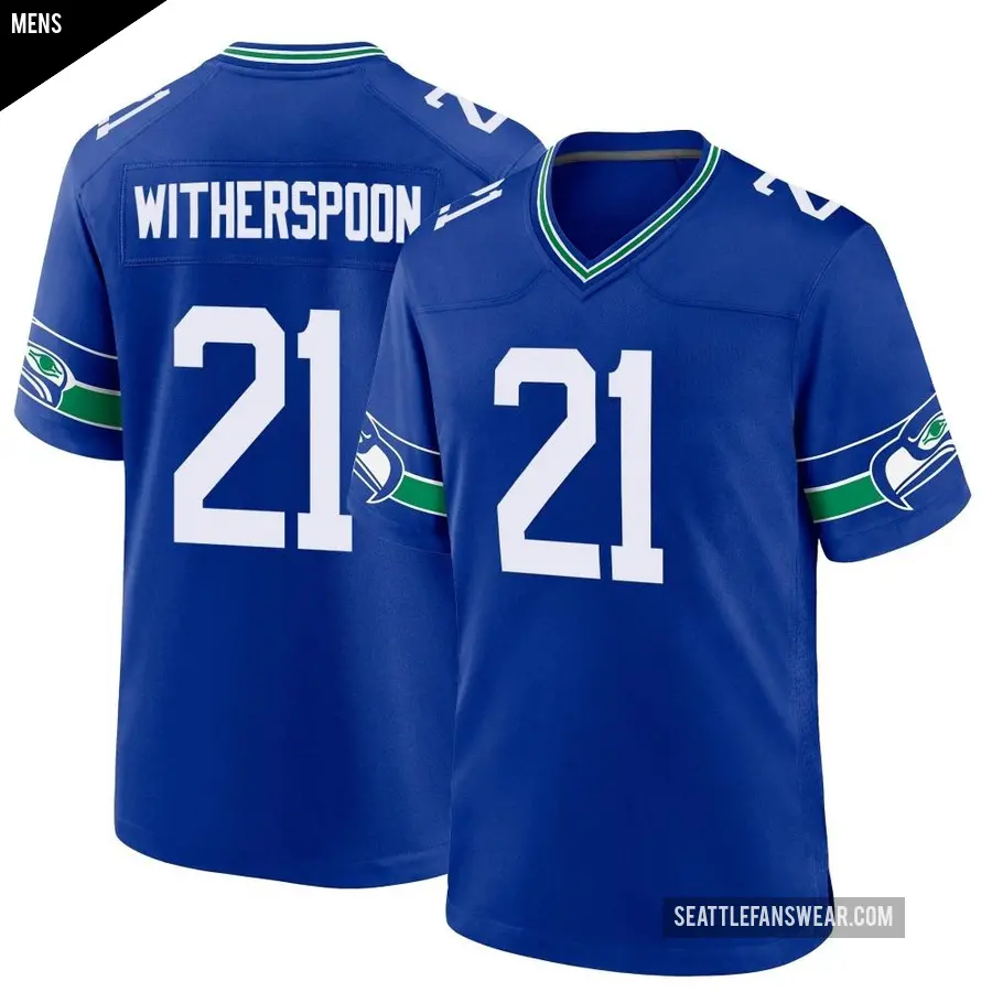 Men's Seattle Seahawks ＃21 Devon Witherspoon Royal Game Throwback Jersey