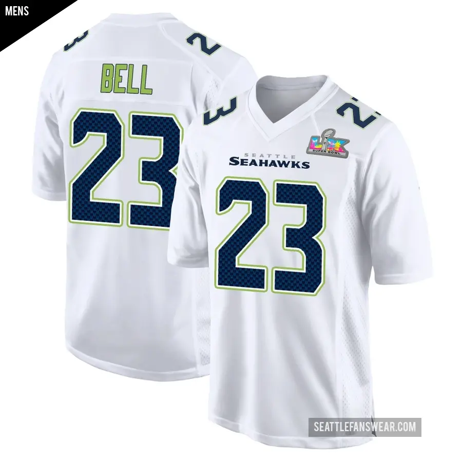 Men's Seattle Seahawks ＃23 D'Anthony Bell White Game Tundra Fashion Super Bowl LX Patch Jersey