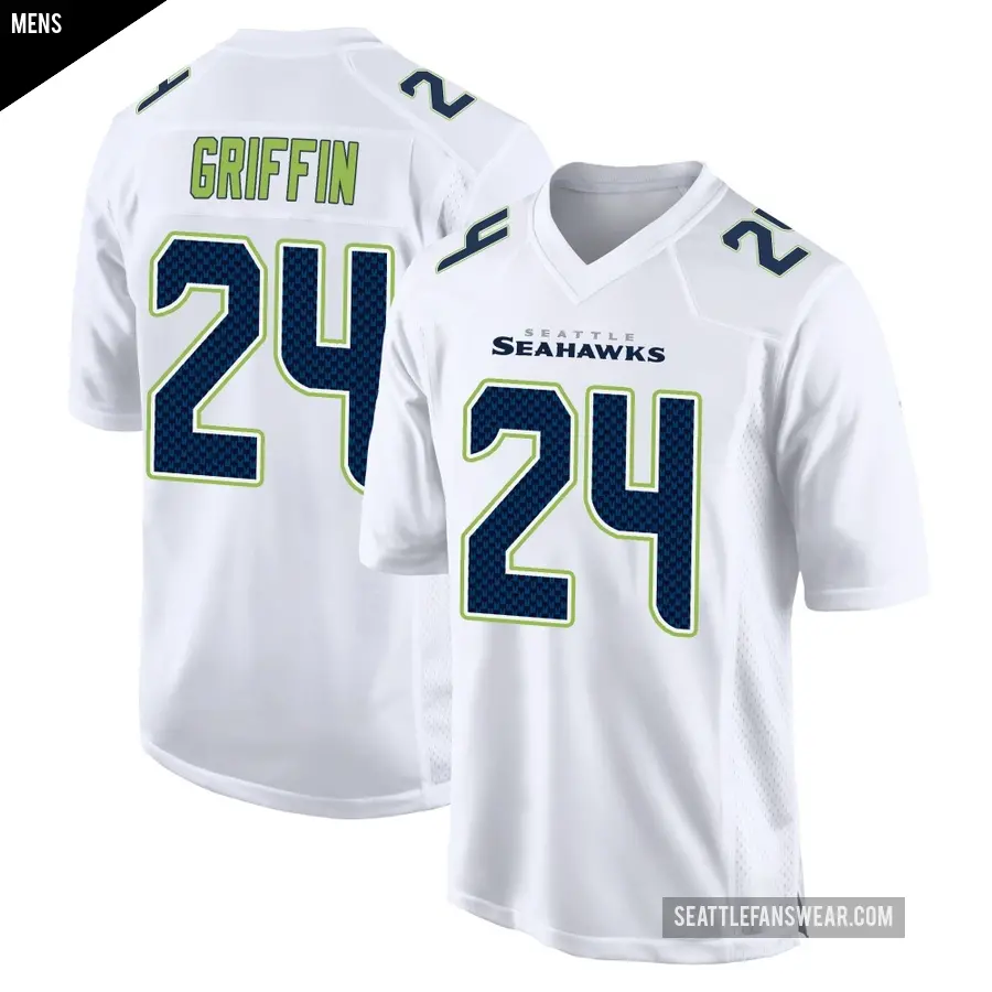Men's Seattle Seahawks ＃24 Shaquill Griffin White Game Tundra Fashion Jersey