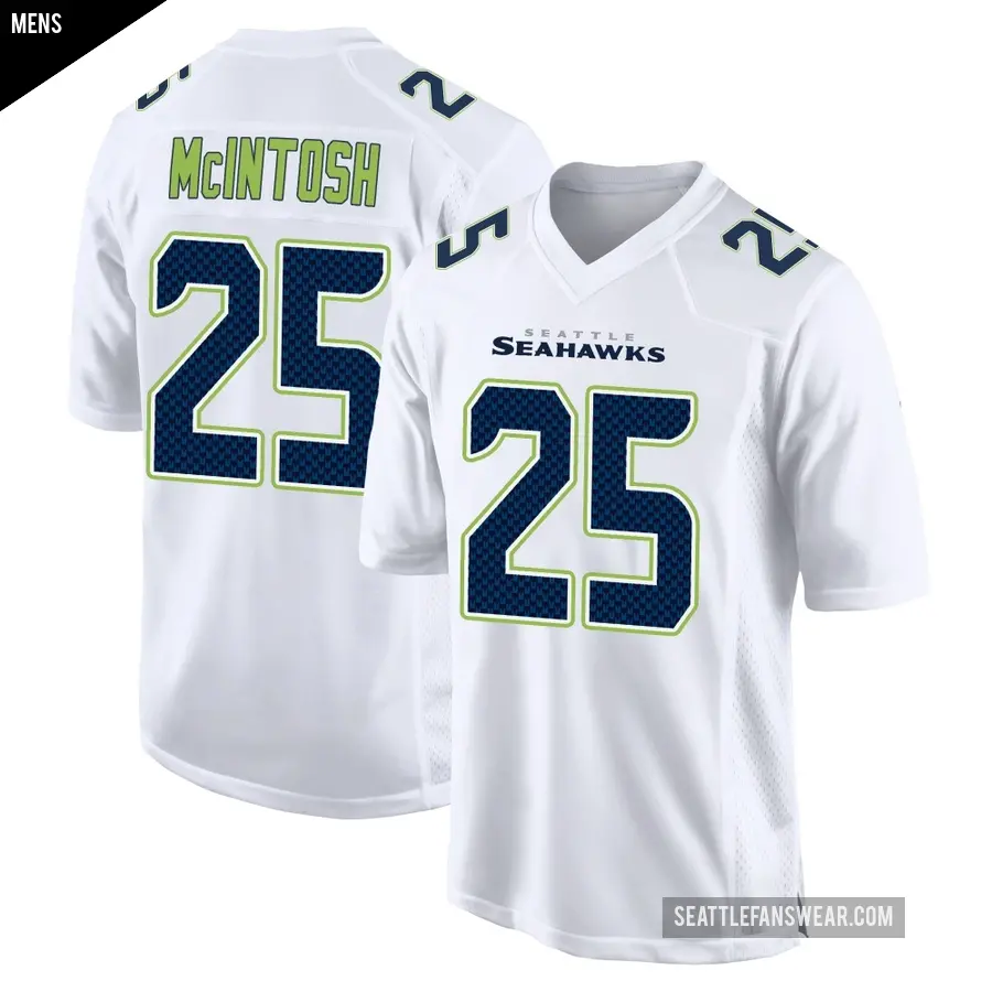 Men's Seattle Seahawks ＃25 Kenny McIntosh White Game Tundra Fashion Jersey