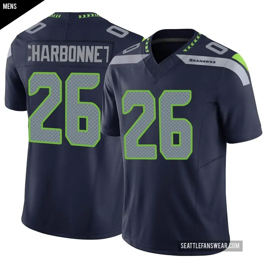 Men's Seattle Seahawks ＃26 Zach Charbonnet Navy Limited Vapor F.U.S.E. Jersey