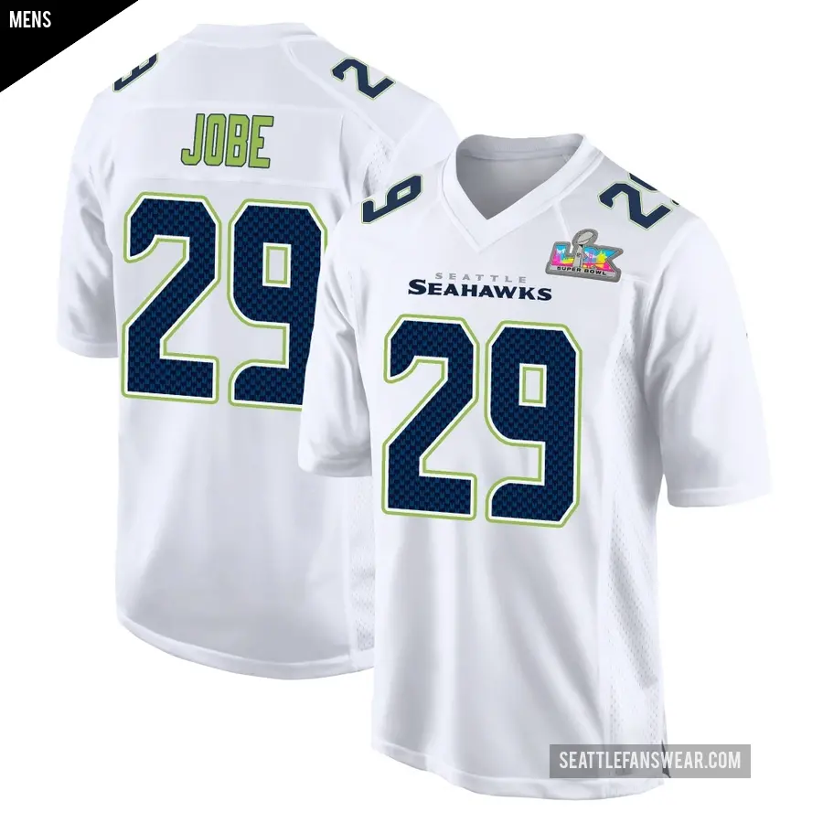 Men's Seattle Seahawks ＃29 Josh Jobe White Game Tundra Fashion Super Bowl LX Patch Jersey
