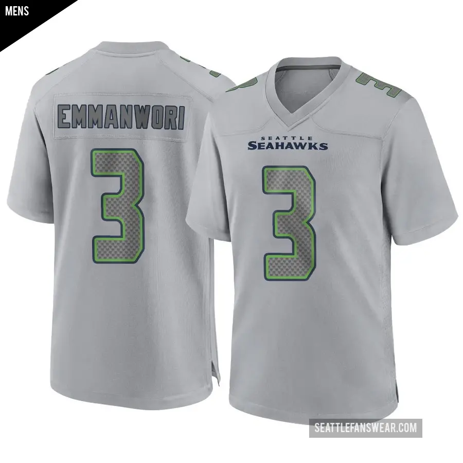 Men's Seattle Seahawks ＃3 Nick Emmanwori Gray Game Atmosphere Fashion Jersey