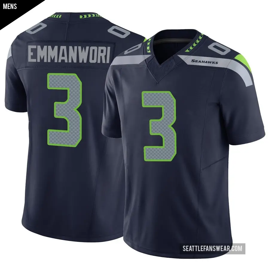 Men's Seattle Seahawks ＃3 Nick Emmanwori Navy Limited Vapor F.U.S.E. Jersey