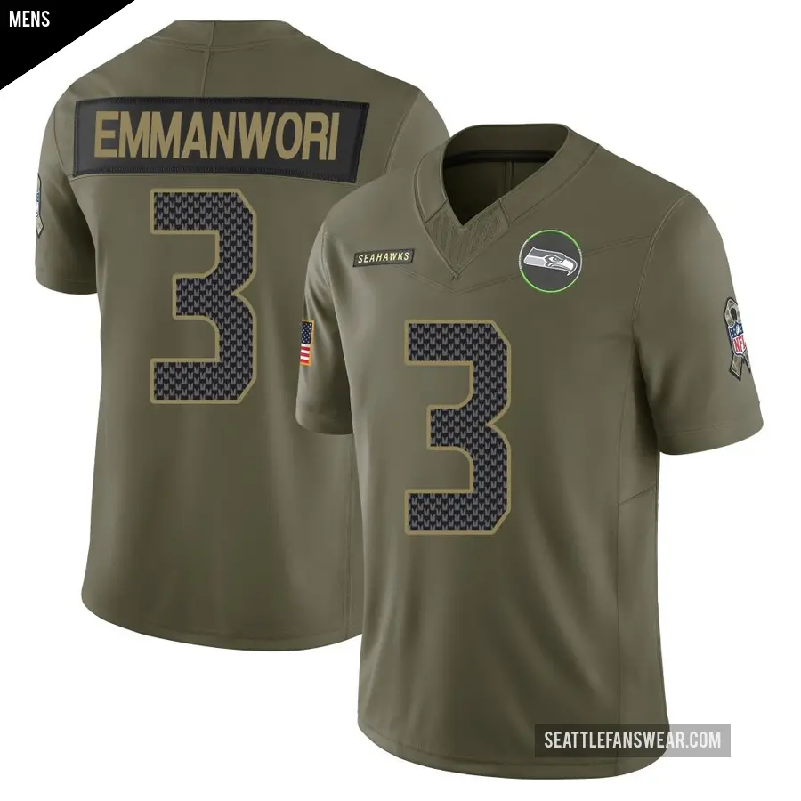 Men's Seattle Seahawks ＃3 Nick Emmanwori Olive Limited 2025 Salute to Service Jersey