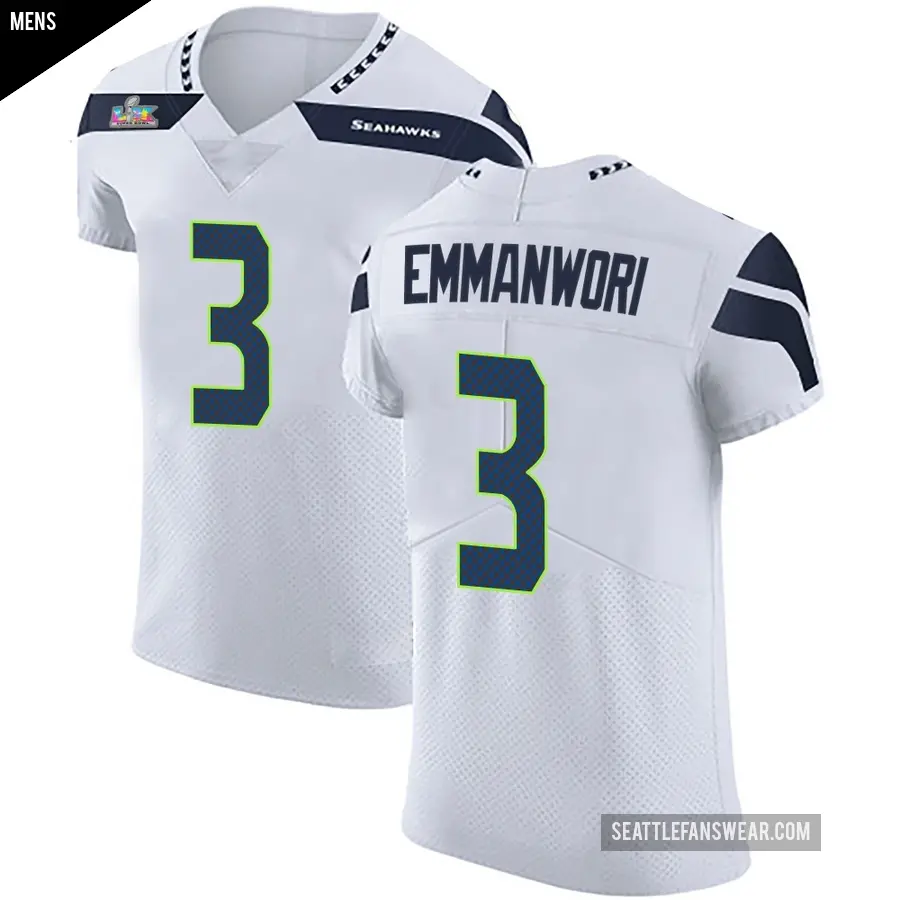 Men's Seattle Seahawks ＃3 Nick Emmanwori White Elite Vapor Untouchable Super Bowl LX Patch Jersey