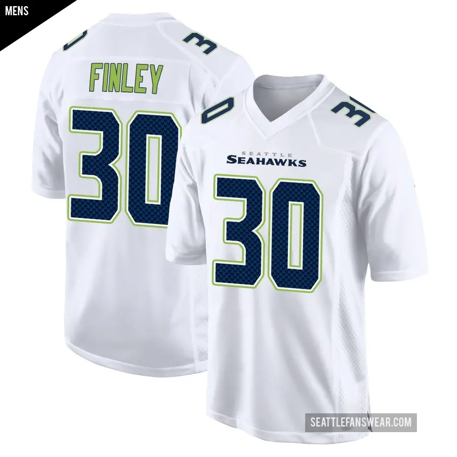 Men's Seattle Seahawks ＃30 AJ Finley White Game Tundra Fashion Jersey