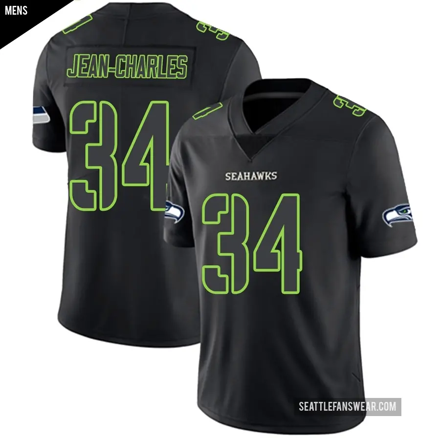 Men's Seattle Seahawks ＃34 Shemar Jean-Charles Black Impact Limited Jersey