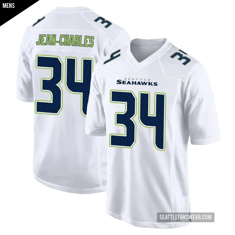 Men's Seattle Seahawks ＃34 Shemar Jean-Charles White Game Tundra Fashion Jersey