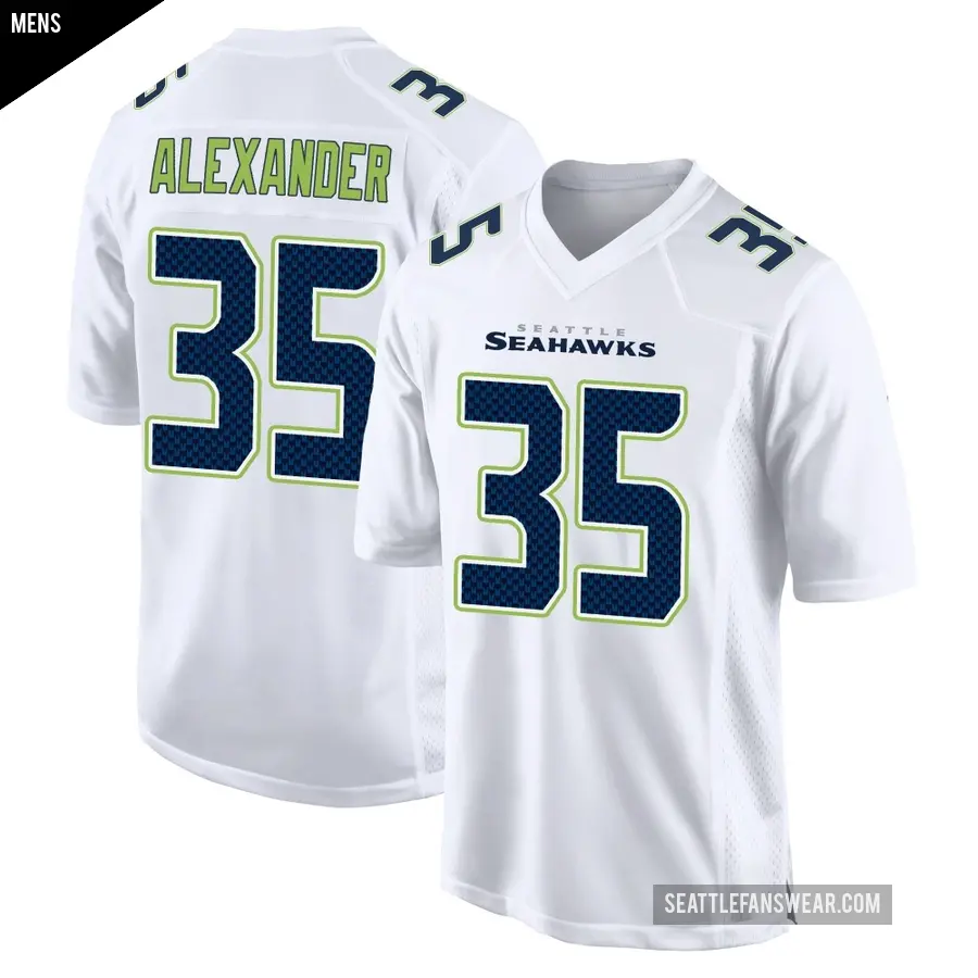Men's Seattle Seahawks ＃35 Kam Alexander White Game Tundra Fashion Jersey