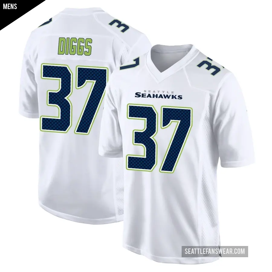 Men's Seattle Seahawks ＃37 Quandre Diggs White Game Tundra Fashion Jersey