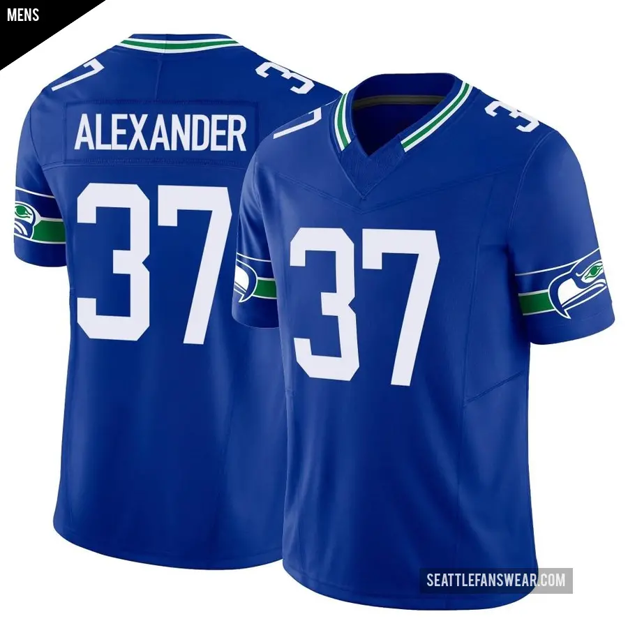 Men's Seattle Seahawks ＃37 Shaun Alexander Royal Limited Throwback Vapor F.U.S.E. Jersey