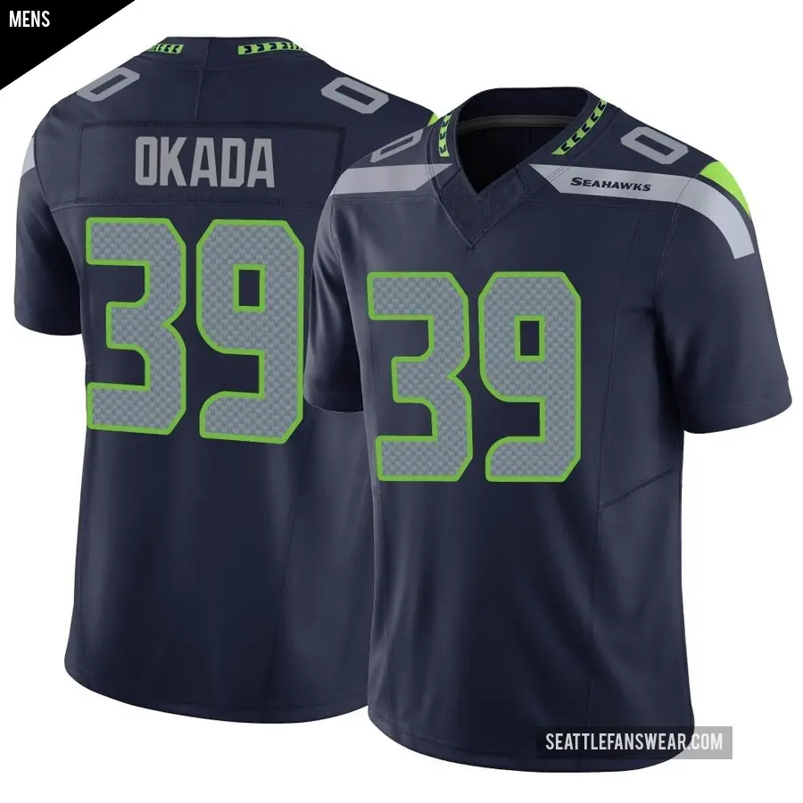 Men's Seattle Seahawks ＃39 Ty Okada Navy Limited Vapor F.U.S.E. Jersey