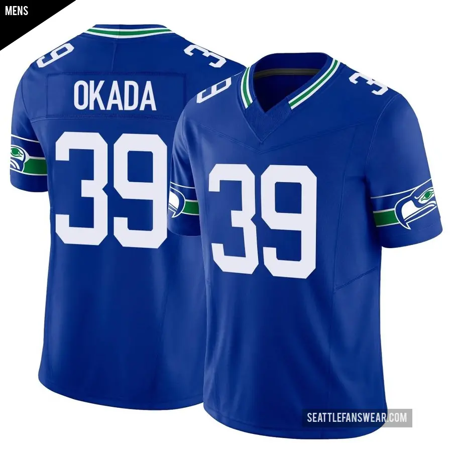 Men's Seattle Seahawks ＃39 Ty Okada Royal Limited Throwback Vapor F.U.S.E. Jersey