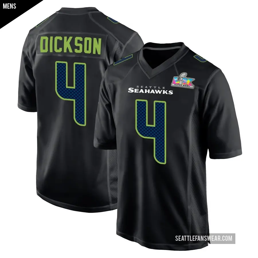 Men's Seattle Seahawks ＃4 Michael Dickson Black Game Carbon Fashion Super Bowl LX Patch Jersey