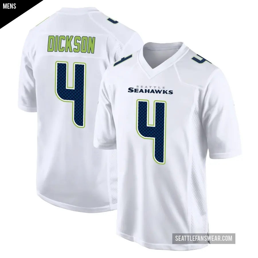 Men's Seattle Seahawks ＃4 Michael Dickson White Game Tundra Fashion Jersey