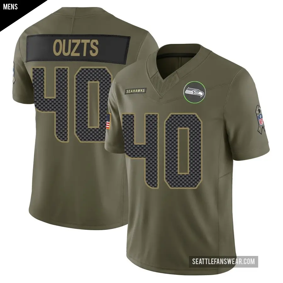Men's Seattle Seahawks ＃40 Robbie Ouzts Olive Limited 2025 Salute to Service Jersey