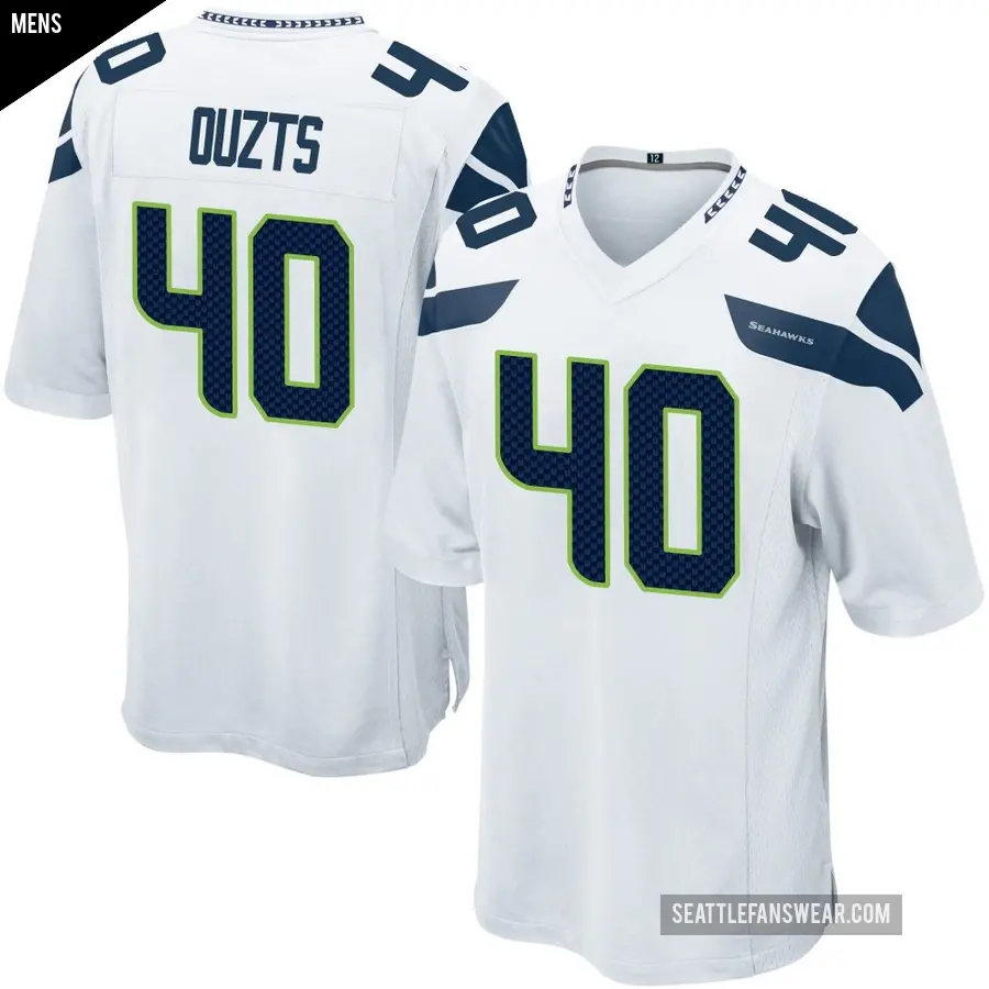 Men's Seattle Seahawks ＃40 Robbie Ouzts White Game Jersey