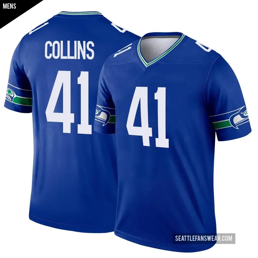 Men's Seattle Seahawks ＃41 Alex Collins Royal Legend Throwback Jersey