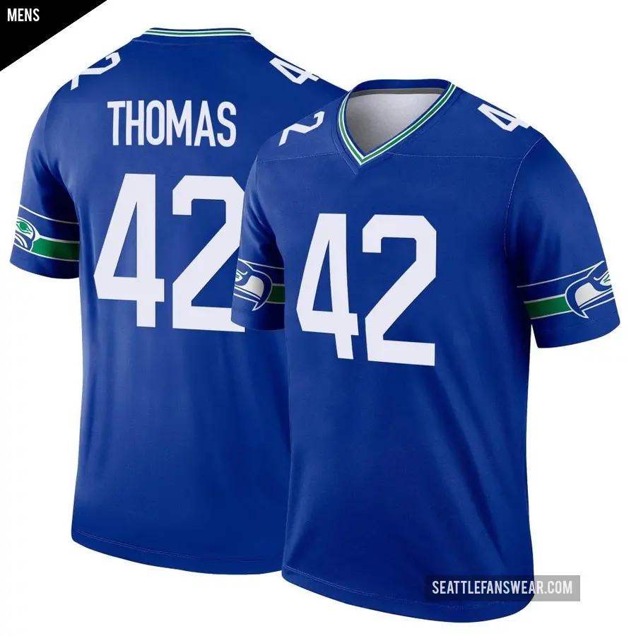 Men's Seattle Seahawks ＃42 Drake Thomas Royal Legend Throwback Jersey