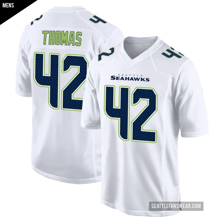 Men's Seattle Seahawks ＃42 Drake Thomas White Game Tundra Fashion Jersey