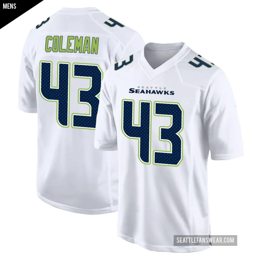Men's Seattle Seahawks ＃43 Seth Coleman White Game Tundra Fashion Jersey