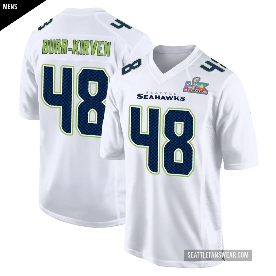 Men's Seattle Seahawks ＃48 Ben Burr-Kirven White Game Tundra Fashion Super Bowl LX Patch Jersey
